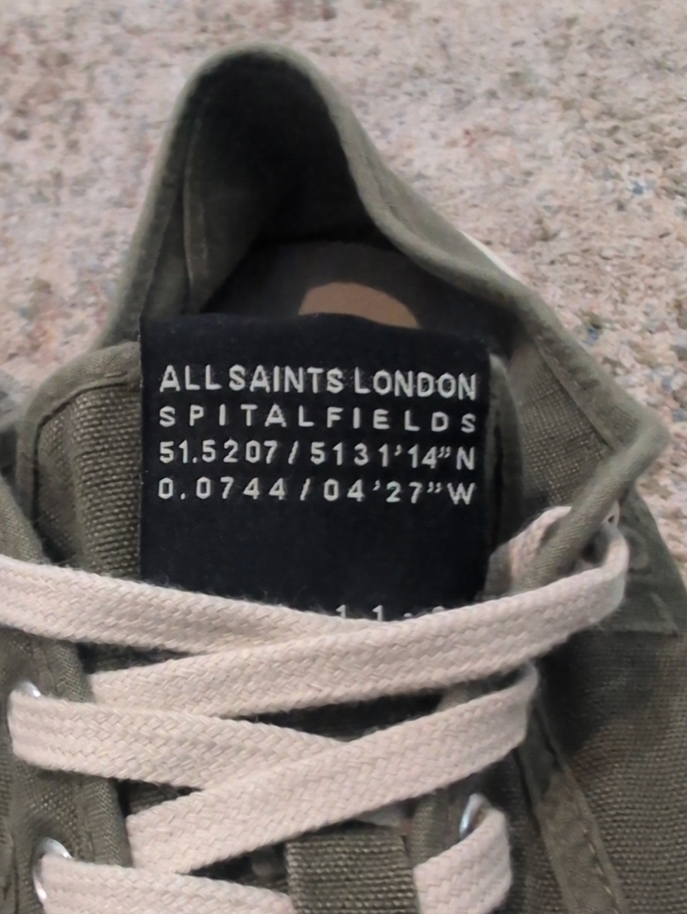 All Saints Olive Canvas Low-Top Sneakers with Cream Laces Great Condition!